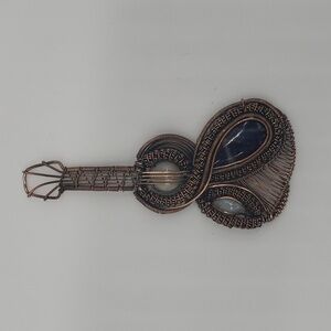 270- Sodalite Natural Stone Guitar Pendant Wire Wrapped Handmade NWT
